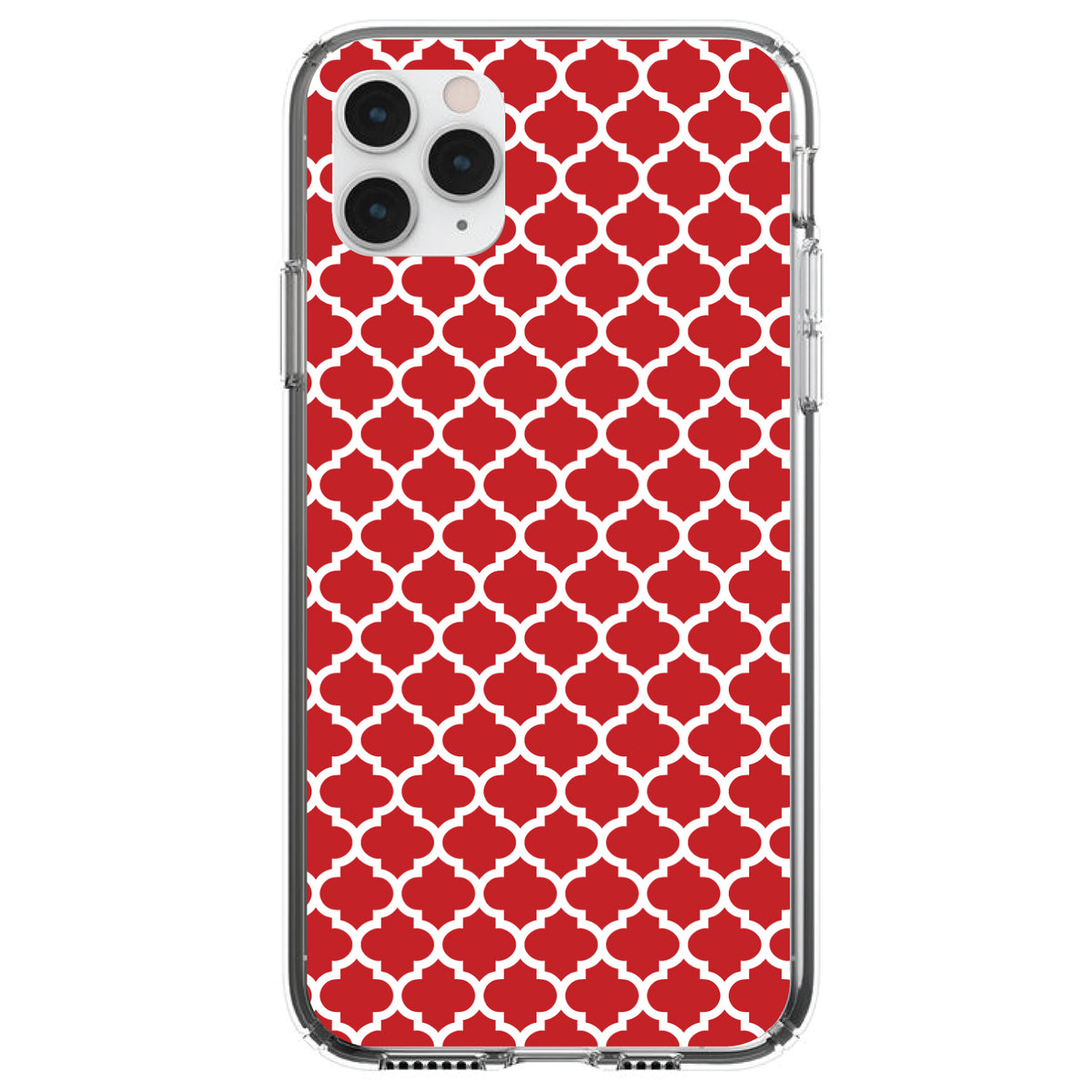 Red White Moroccan Lattice Clear Shockproof iPhone Case