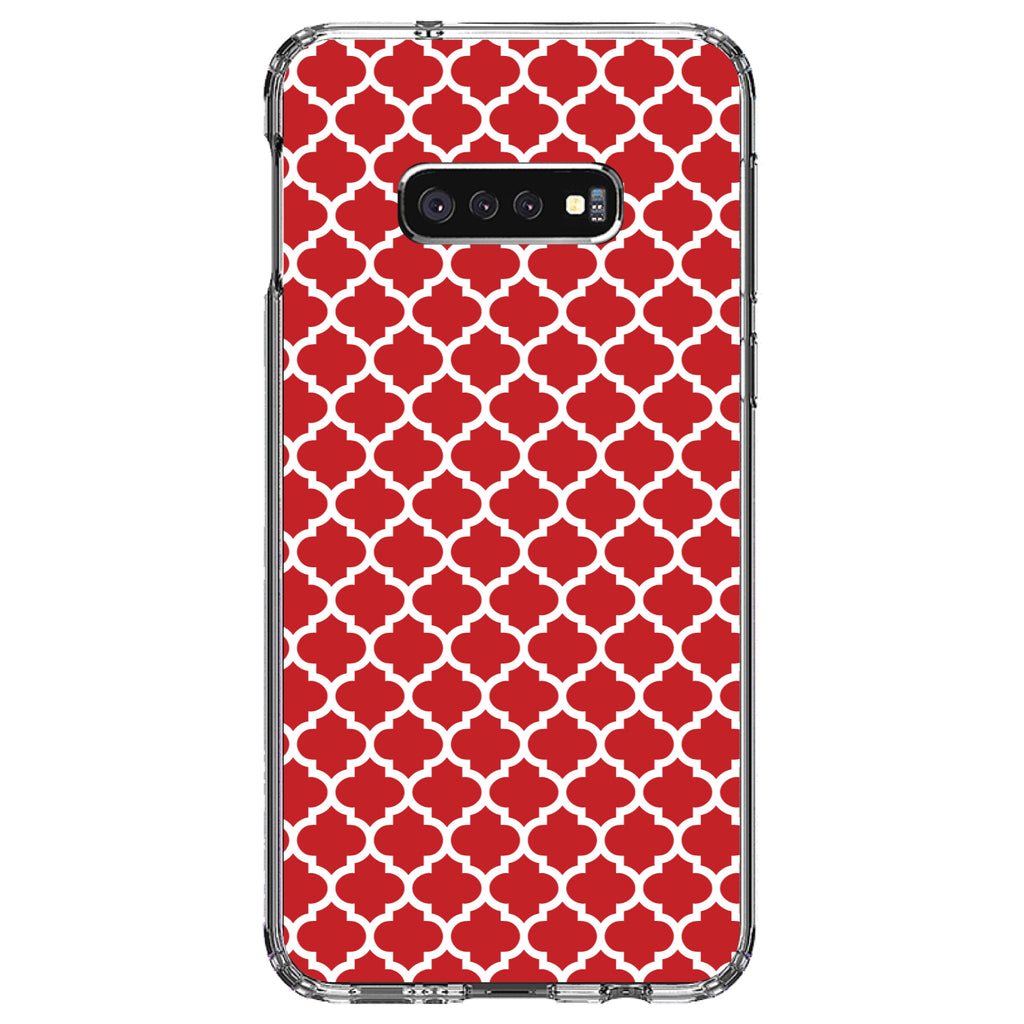 Red White Moroccan Lattice Clear Shockproof iPhone Case, view 18