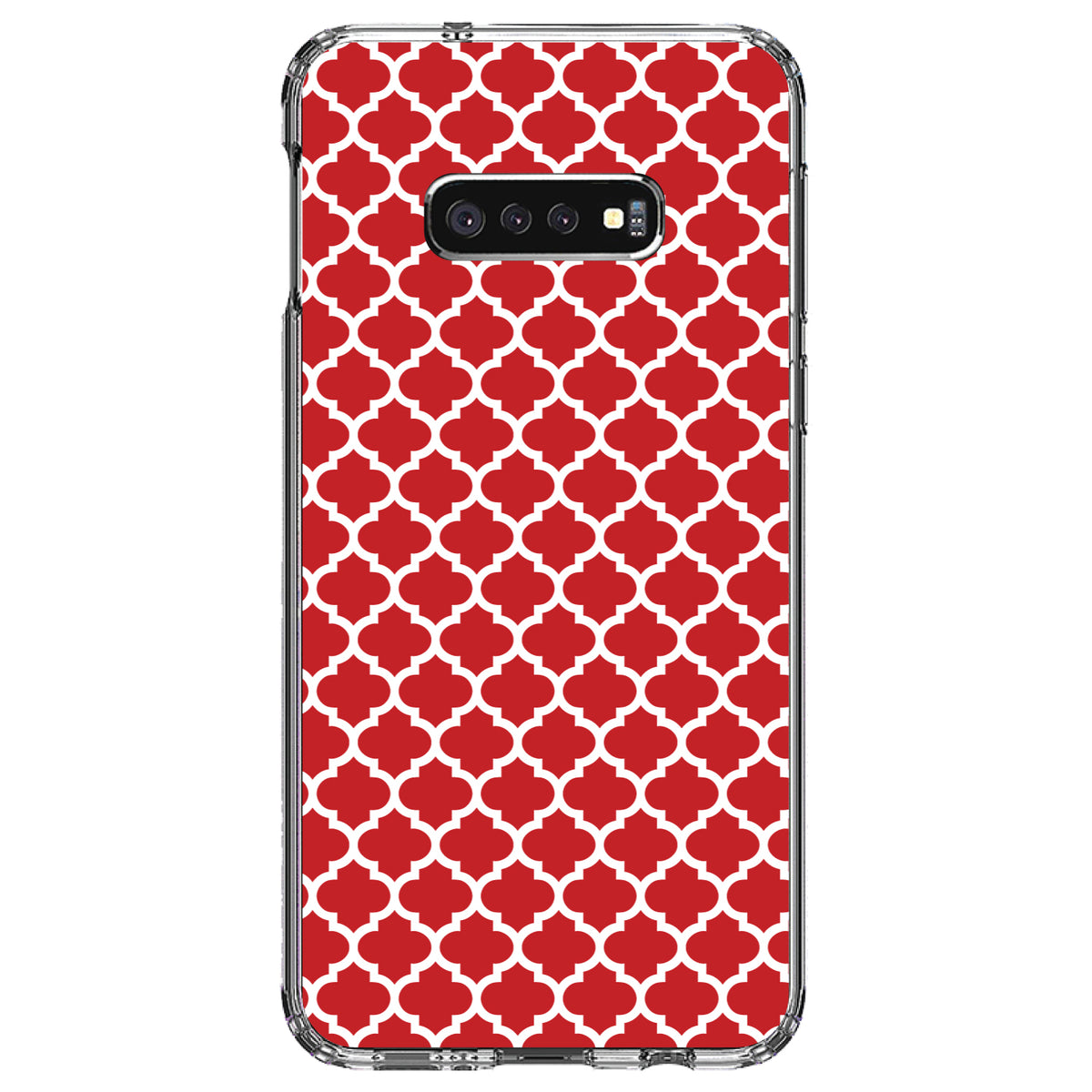 Red White Moroccan Lattice Clear Shockproof iPhone Case, view 18