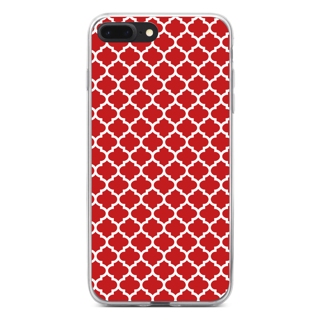 Red White Moroccan Lattice Clear Shockproof iPhone Case, view 6