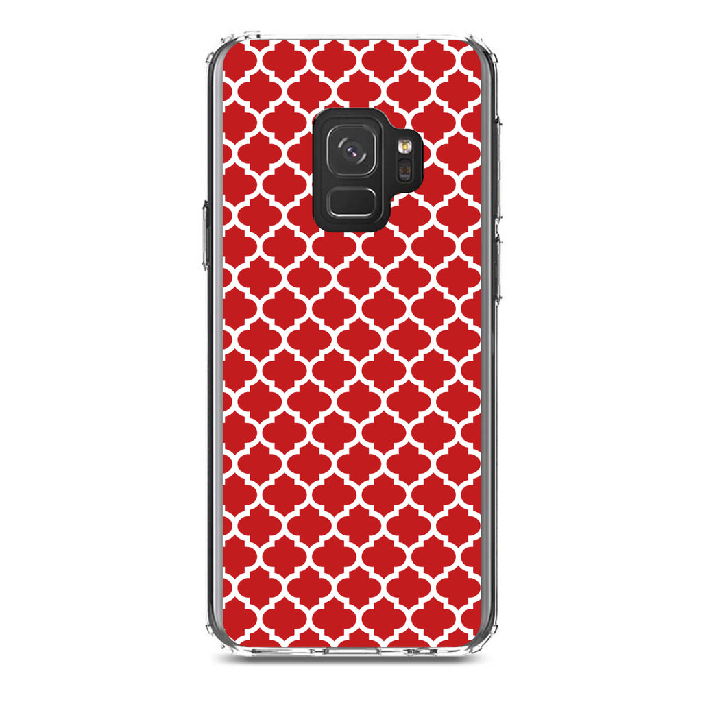 Red White Moroccan Lattice Clear Shockproof iPhone Case, view 19
