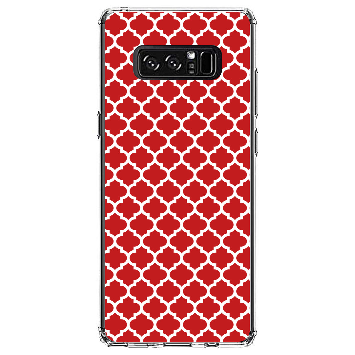 Red White Moroccan Lattice Clear Shockproof iPhone Case, view 12