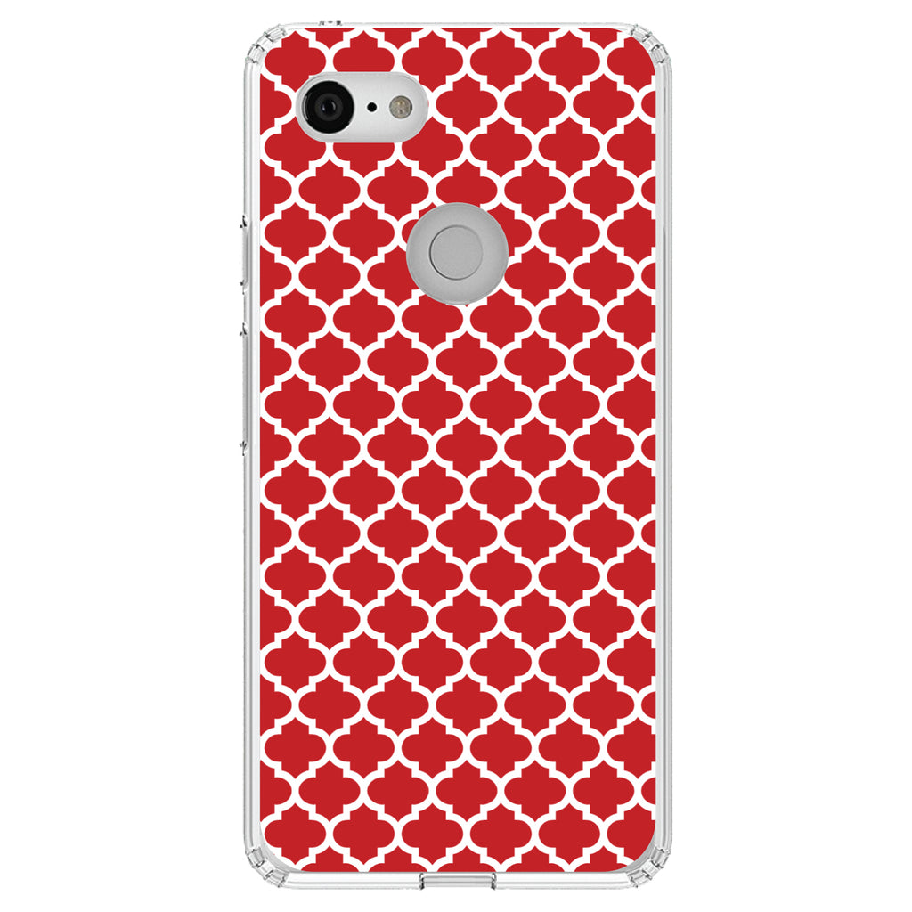 Red White Moroccan Lattice Clear Shockproof iPhone Case, view 22