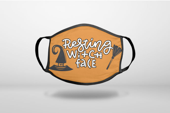 Resting Witch Face - Halloween - 3-Ply Reusable Soft Face Mask Covering, Unisex, Cotton Inner Layer