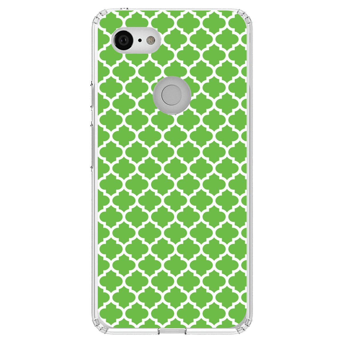 Green White Moroccan Lattice Clear Shockproof iPhone Case, view 21