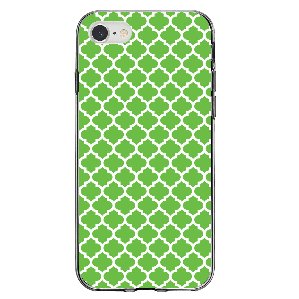 Green White Moroccan Lattice Clear Shockproof iPhone Case, view 5