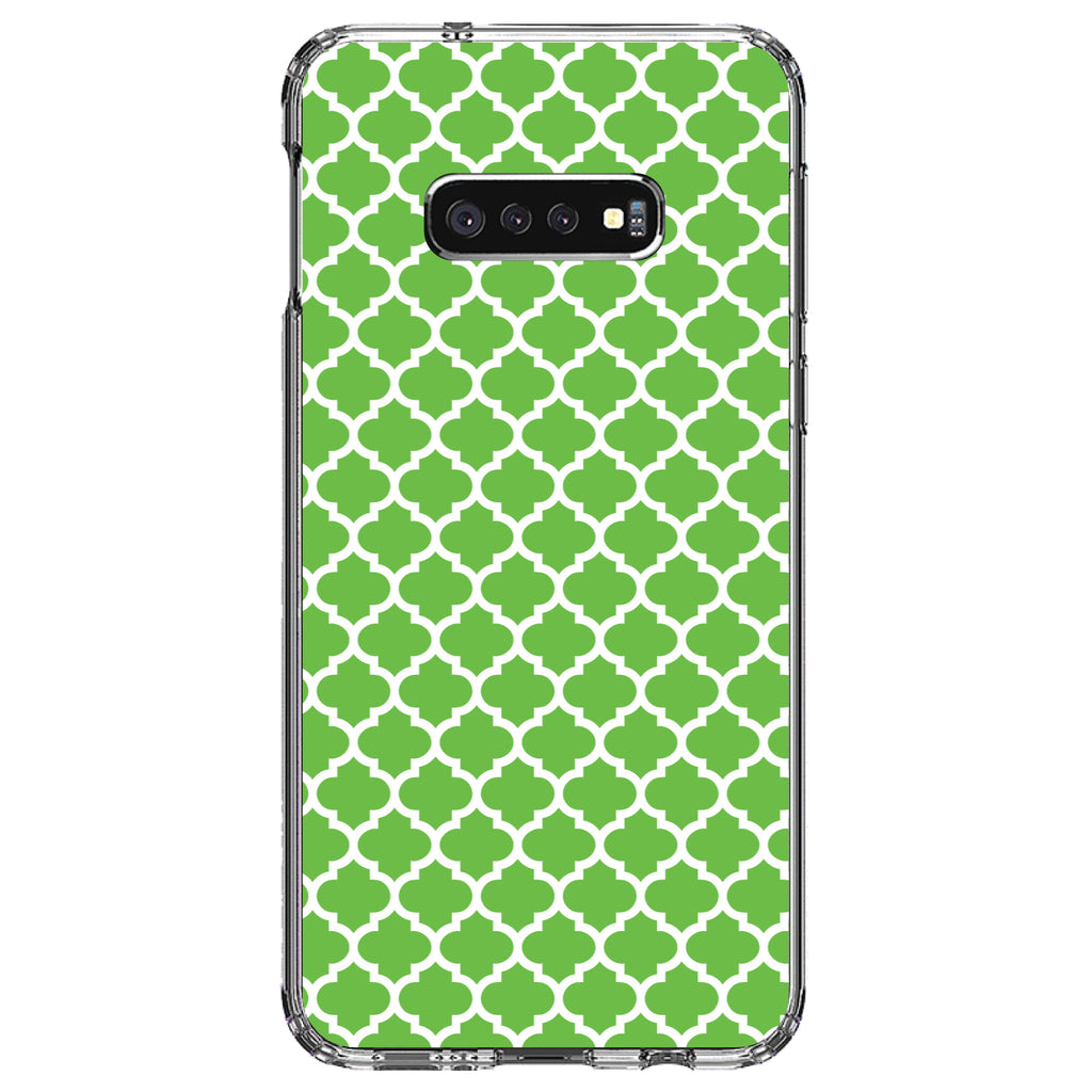 Green White Moroccan Lattice Clear Shockproof iPhone Case, view 18