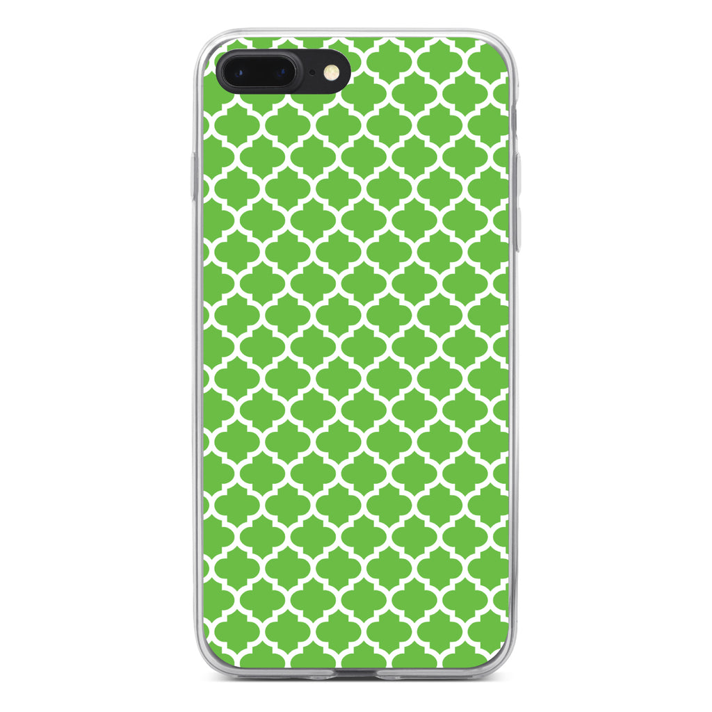 Green White Moroccan Lattice Clear Shockproof iPhone Case, view 6