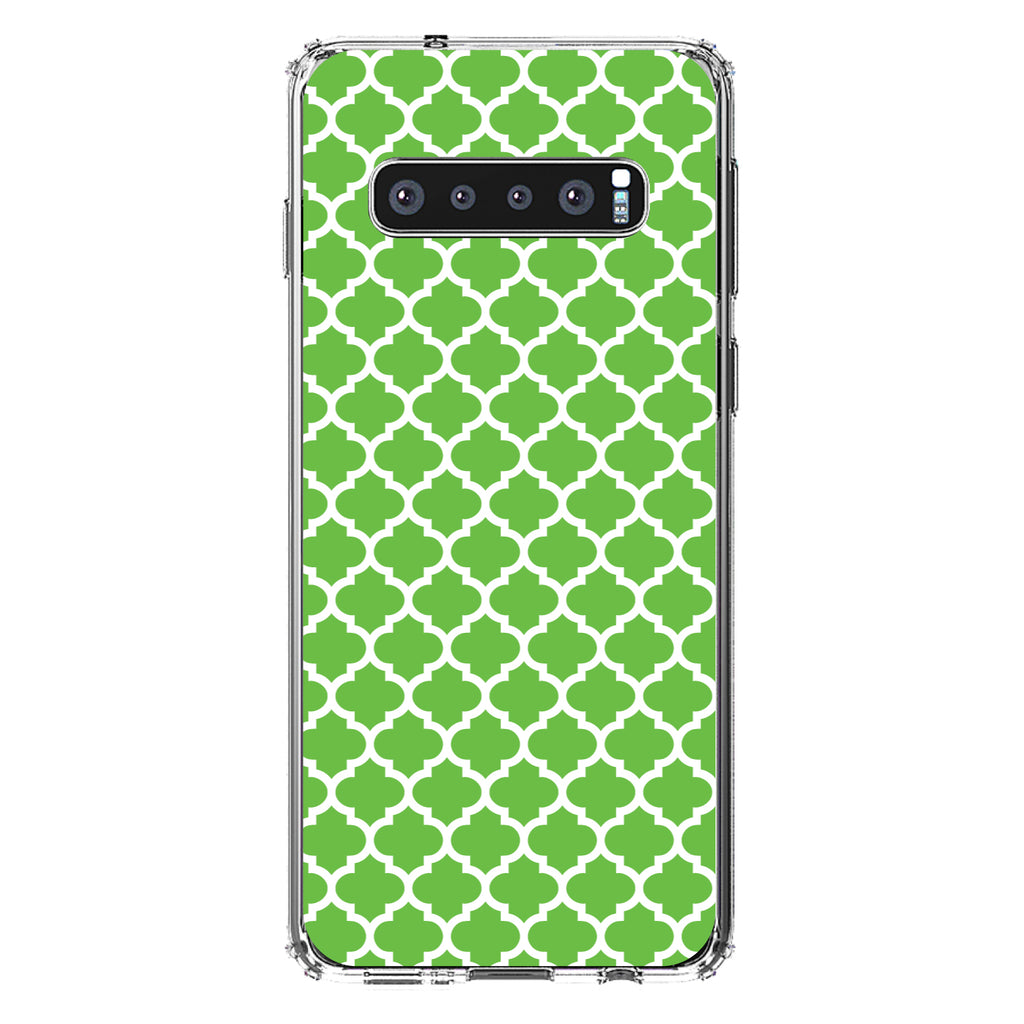 Green White Moroccan Lattice Clear Shockproof iPhone Case, view 16