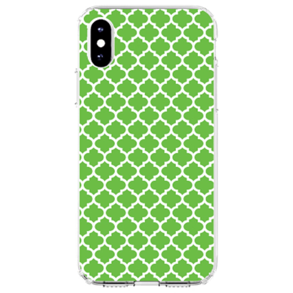 Green White Moroccan Lattice Clear Shockproof iPhone Case, view 3