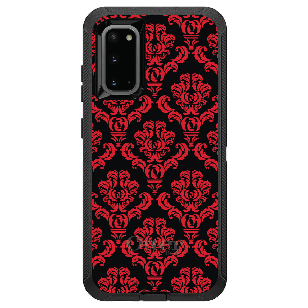 Black Red Damask Pattern OtterBox Defender Case for iPhone & Galaxy, view 8