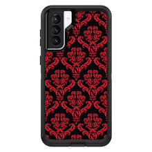 DistinctInk™ OtterBox Defender Series Case for Apple iPhone / Samsung Galaxy / Google Pixel - Black Red Damask Pattern