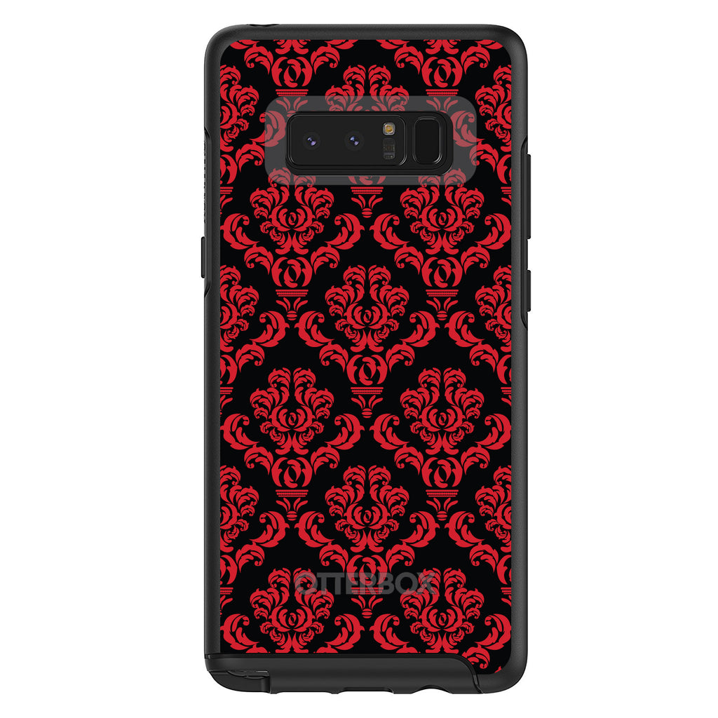 Black Red Damask Pattern OtterBox Symmetry Case for iPhone & Galaxy, view 14