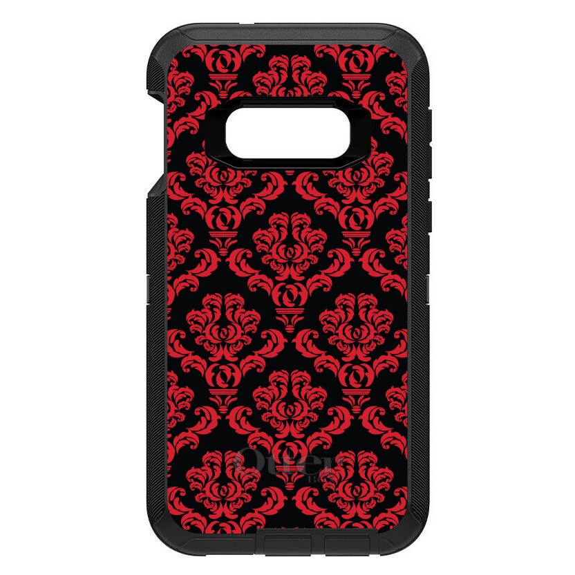 Black Red Damask Pattern OtterBox Defender Case for iPhone & Galaxy, view 10
