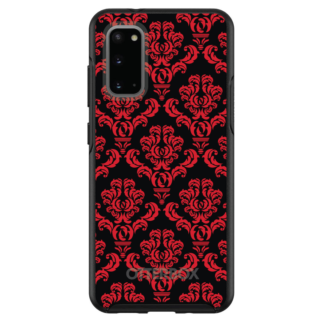 Black Red Damask Pattern OtterBox Symmetry Case for iPhone & Galaxy, view 5