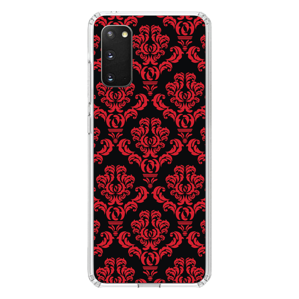 Black Red Damask Pattern Clear Shockproof iPhone Case, view 14