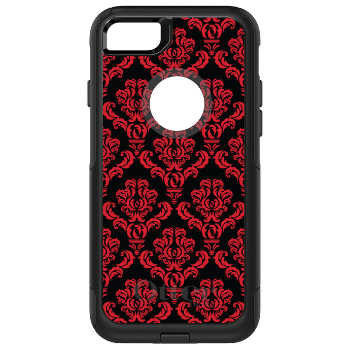 DistinctInk OtterBox Commuter Series Case for Apple iPhone or Samsung Galaxy - Black Red Damask Pattern