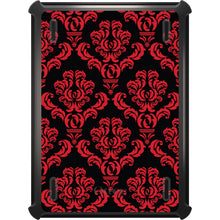 DistinctInk™ OtterBox Defender Series Case for Apple iPad / iPad Pro / iPad Air / iPad Mini - Black Red Damask Pattern