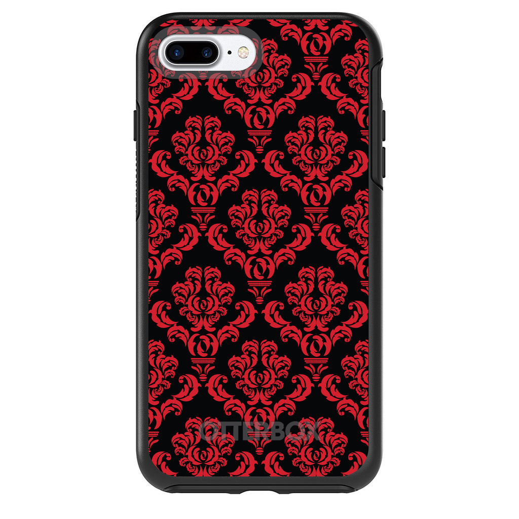 Black Red Damask Pattern OtterBox Symmetry Case for iPhone & Galaxy, view 2