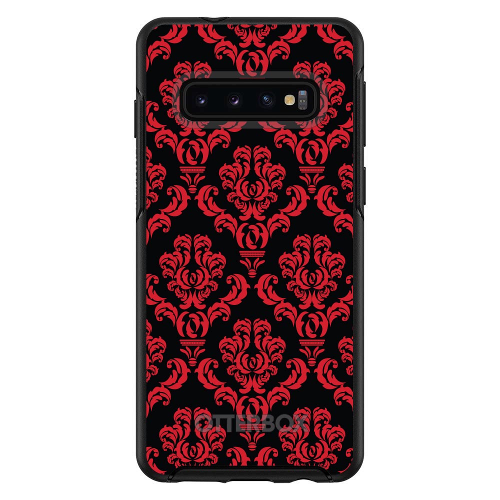 Black Red Damask Pattern OtterBox Symmetry Case for iPhone & Galaxy, view 6