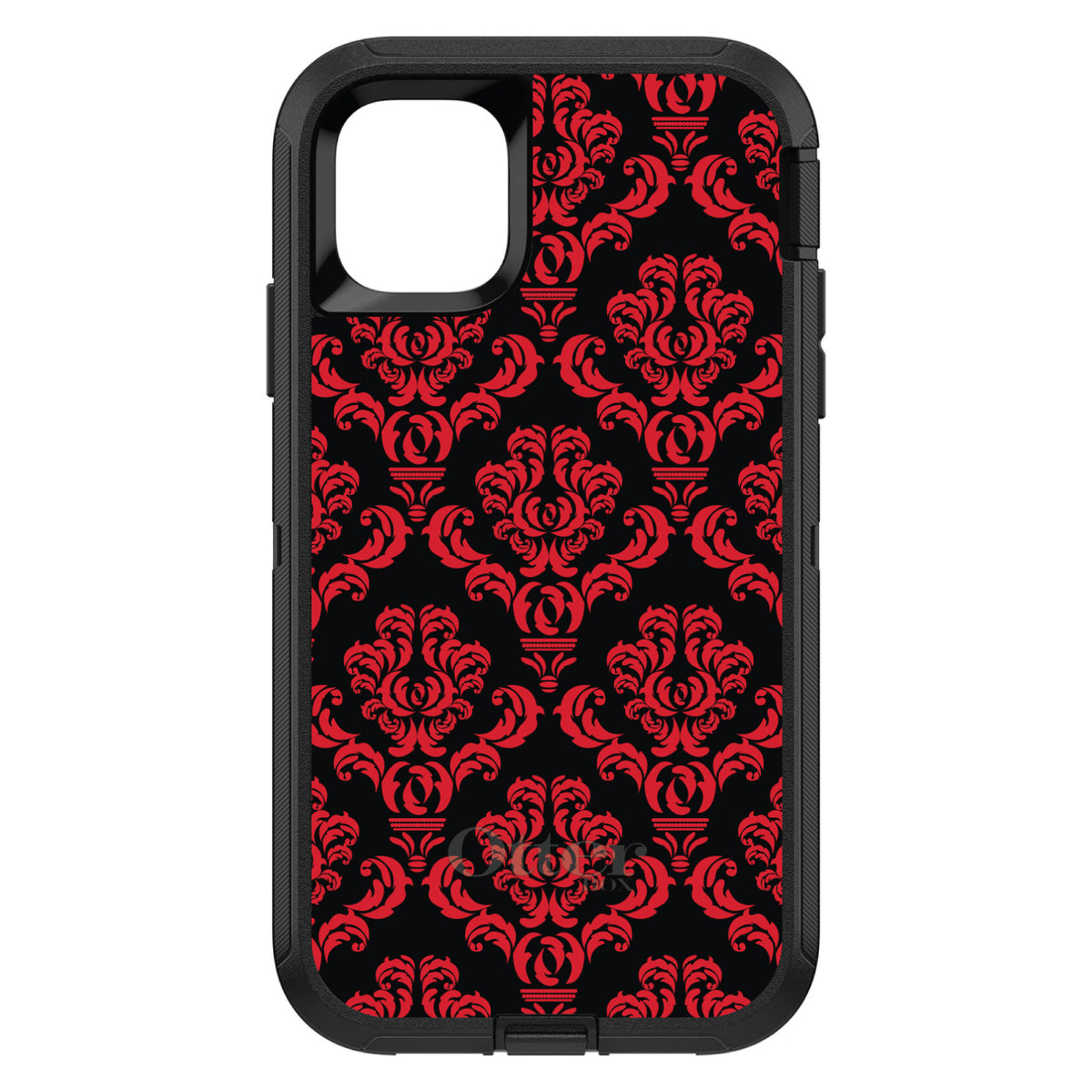 Black Red Damask Pattern OtterBox Defender Case for iPhone & Galaxy, view 2