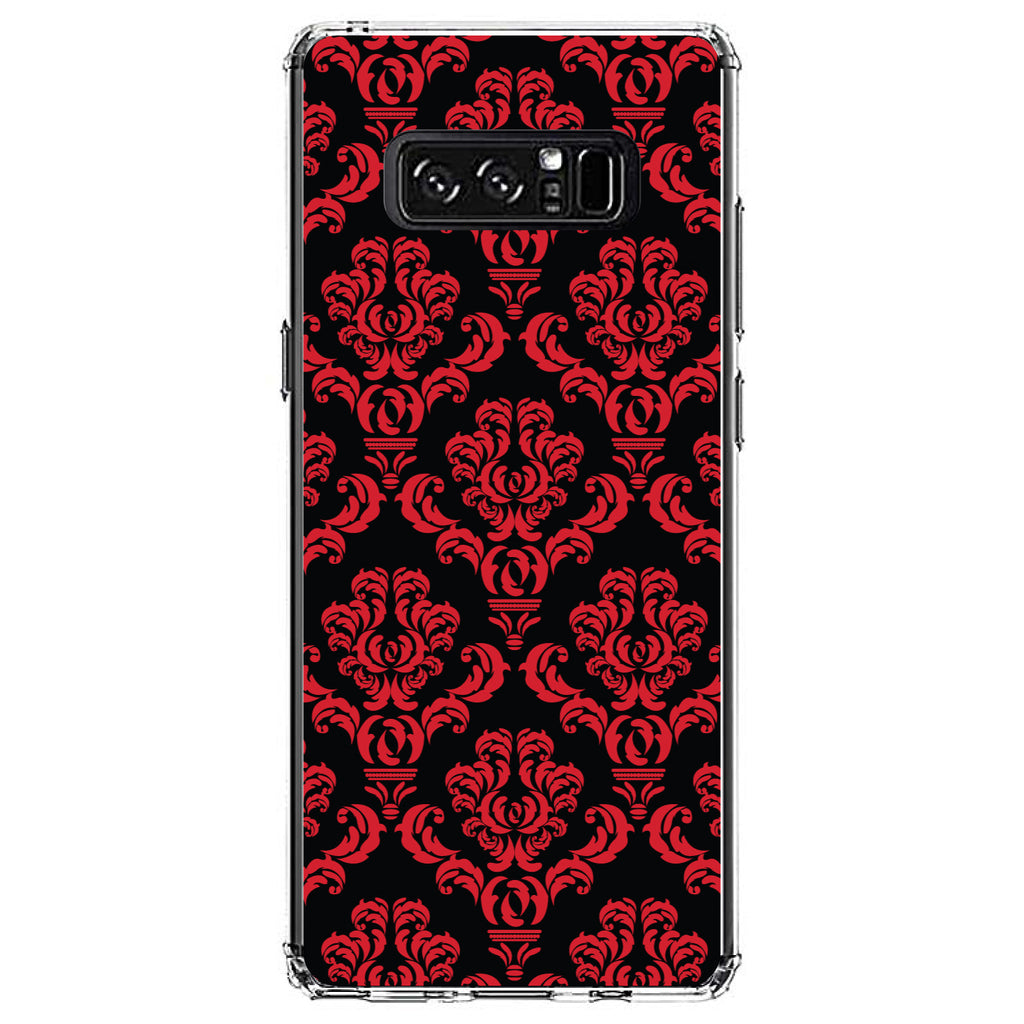 Black Red Damask Pattern Clear Shockproof iPhone Case, view 12