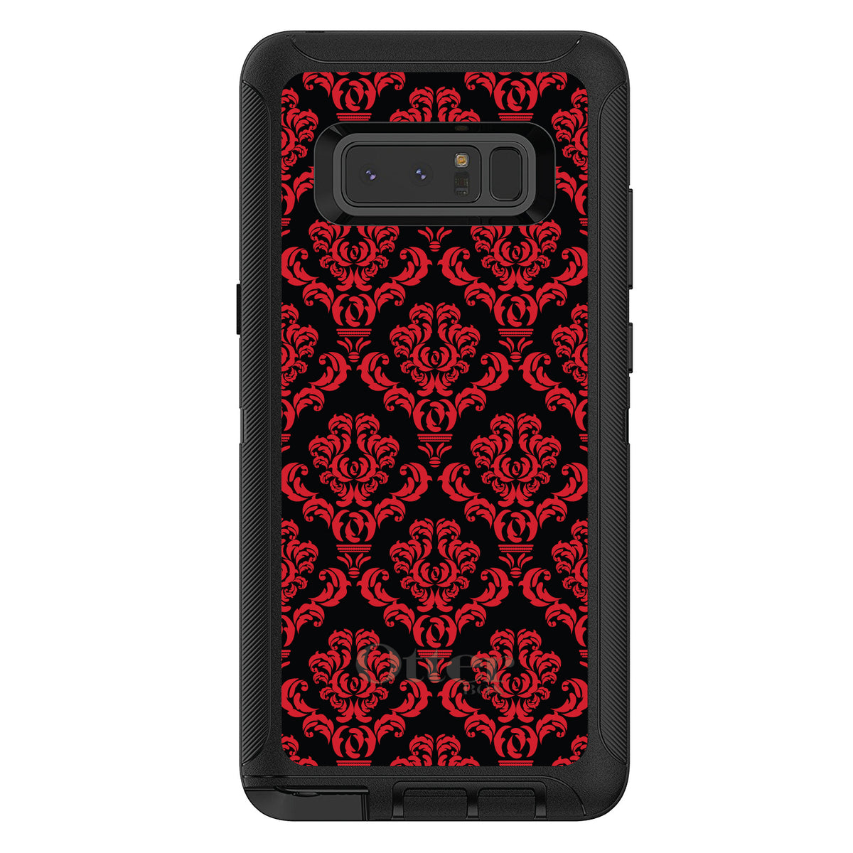 Black Red Damask Pattern OtterBox Defender Case for iPhone & Galaxy, view 17