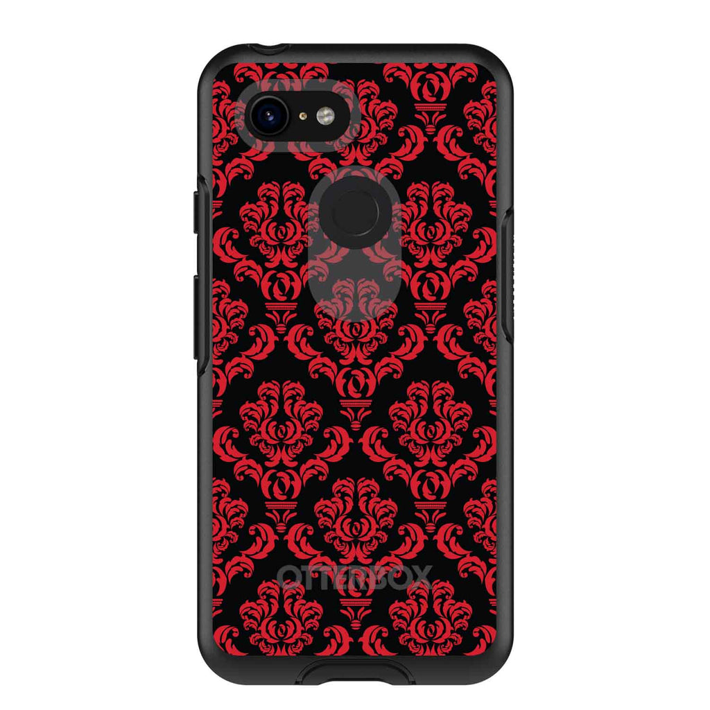Black Red Damask Pattern OtterBox Symmetry Case for iPhone & Galaxy, view 15