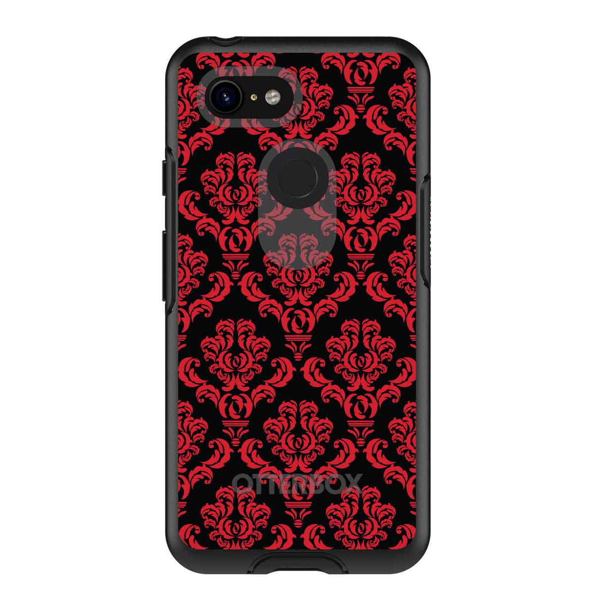 Black Red Damask Pattern OtterBox Symmetry Case for iPhone & Galaxy, view 15
