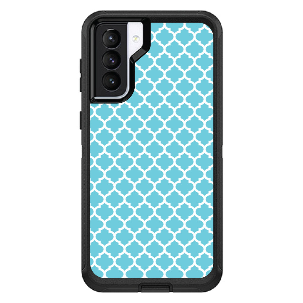 Light Blue White Moroccan Lattice OtterBox Defender Case for iPhone & Galaxy, view 5