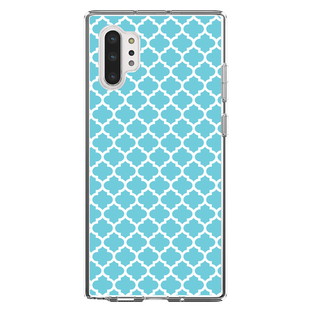 Light Blue White Moroccan Lattice Clear Shockproof iPhone Case, view 10