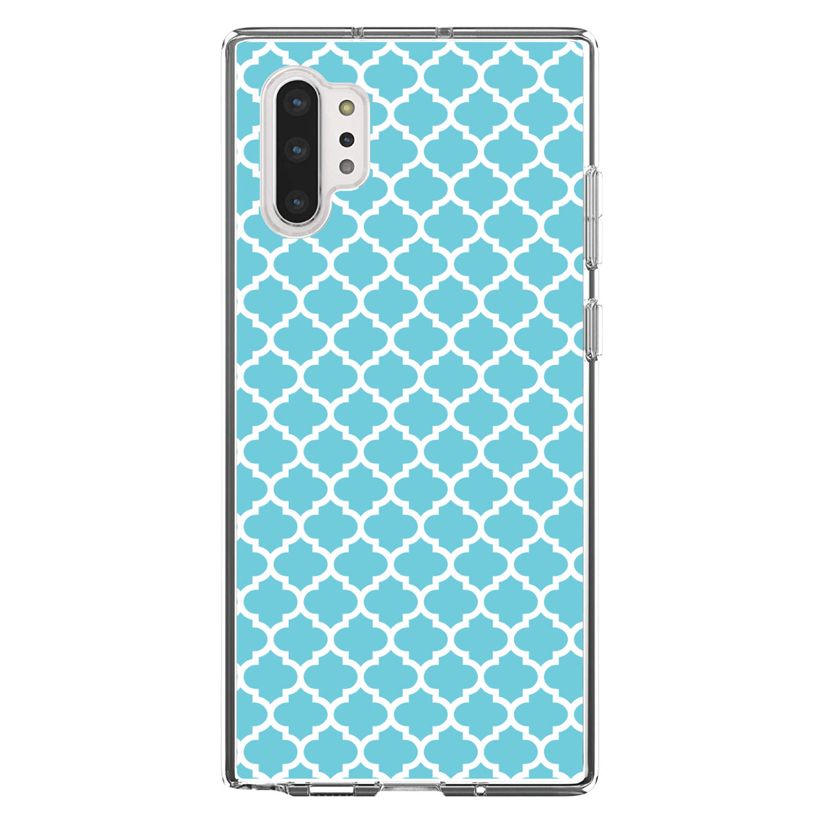 Light Blue White Moroccan Lattice Clear Shockproof iPhone Case, view 10
