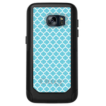 DistinctInk OtterBox Commuter Series Case for Apple iPhone or Samsung Galaxy - Light Blue White Moroccan Lattice