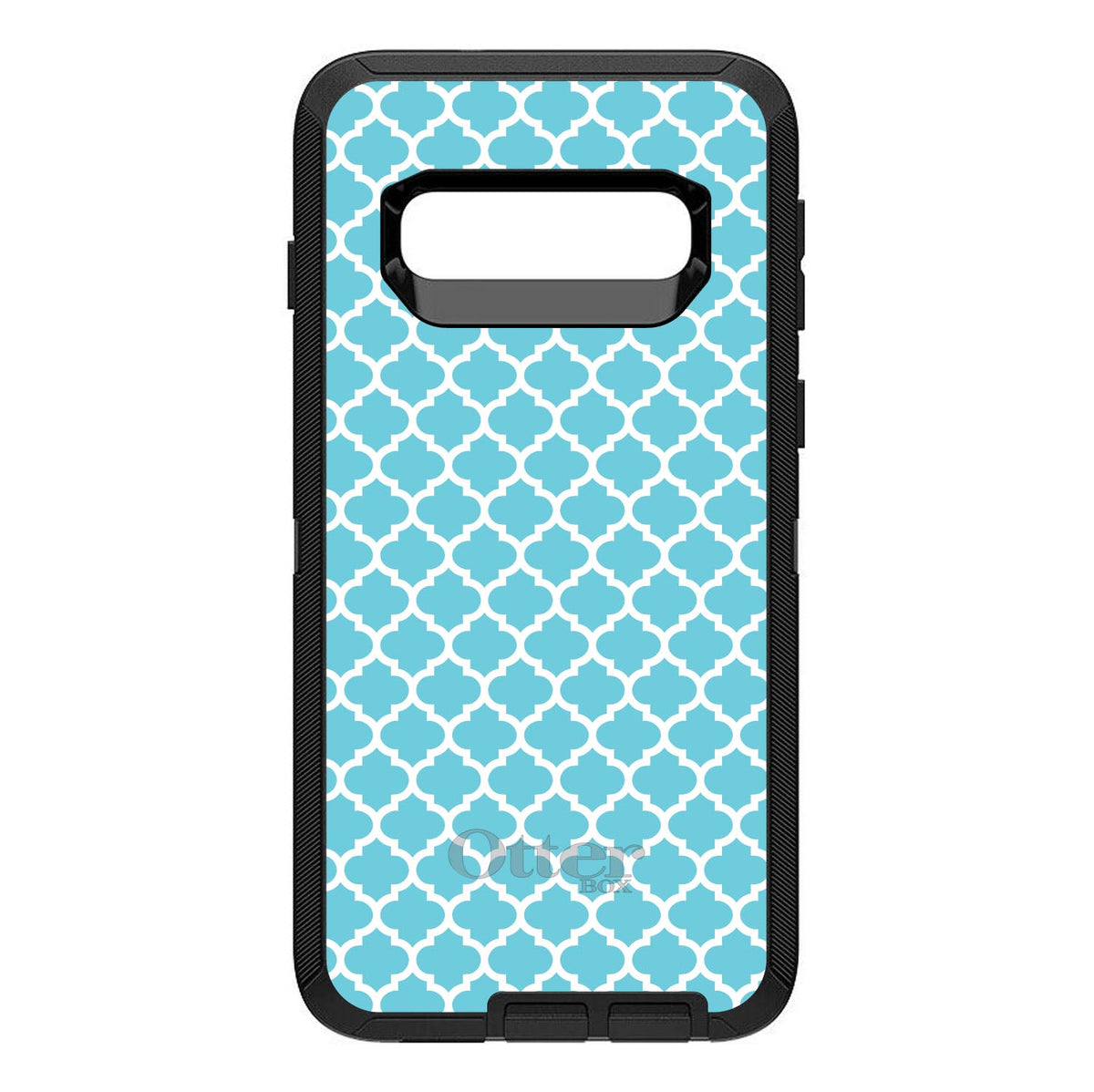 Light Blue White Moroccan Lattice OtterBox Defender Case for iPhone & Galaxy, view 9