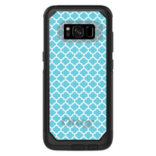 DistinctInk OtterBox Commuter Series Case for Apple iPhone or Samsung Galaxy - Light Blue White Moroccan Lattice