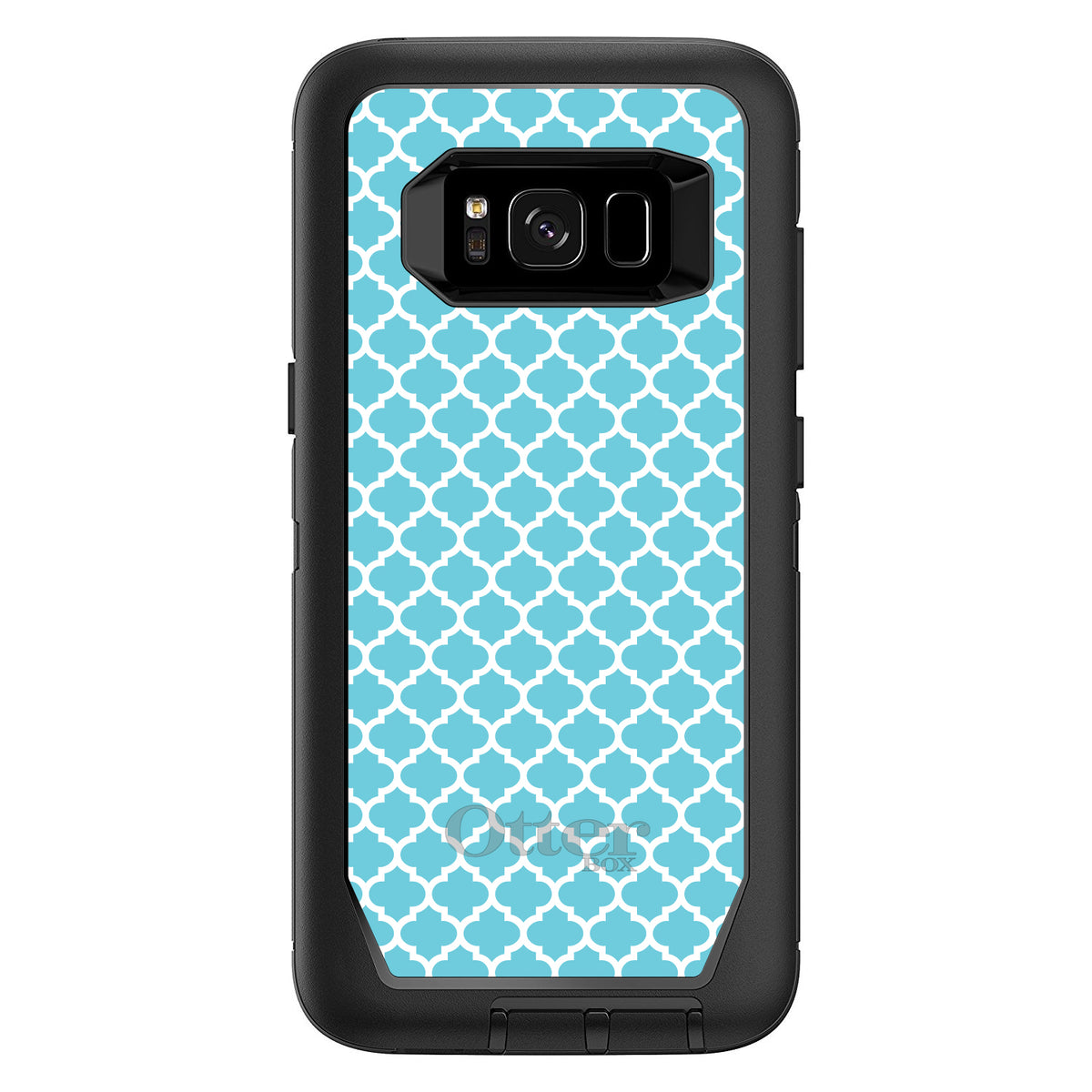 Light Blue White Moroccan Lattice OtterBox Defender Case for iPhone & Galaxy, view 12