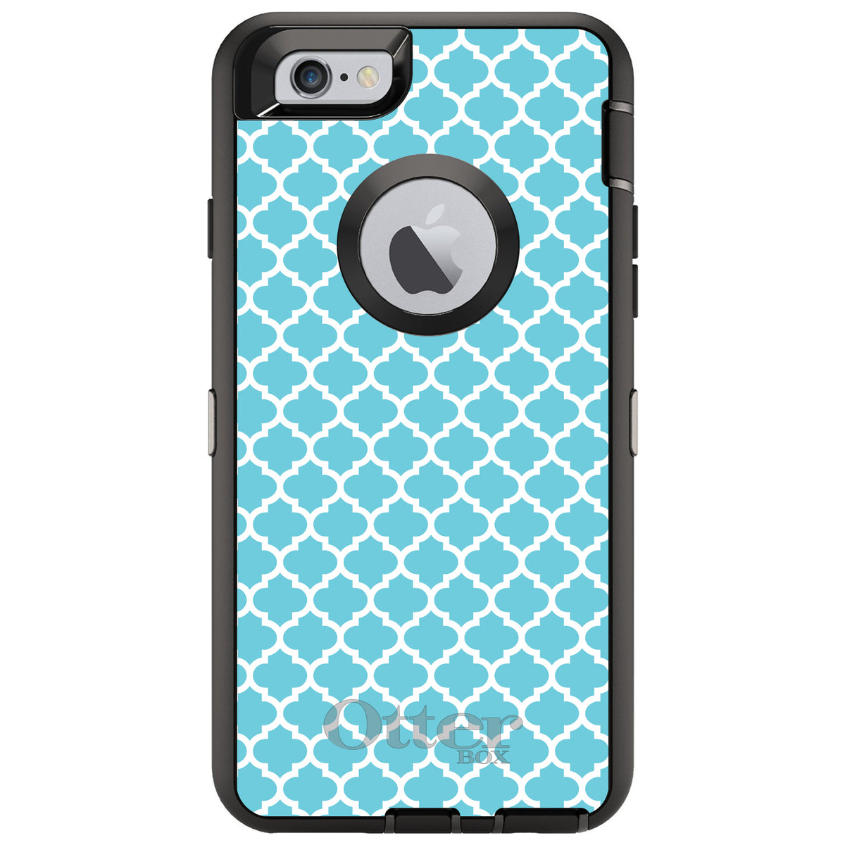 Light Blue White Moroccan Lattice OtterBox Defender Case for iPhone & Galaxy, view 4
