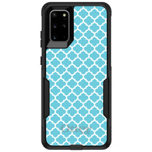 DistinctInk OtterBox Commuter Series Case for Apple iPhone or Samsung Galaxy - Light Blue White Moroccan Lattice