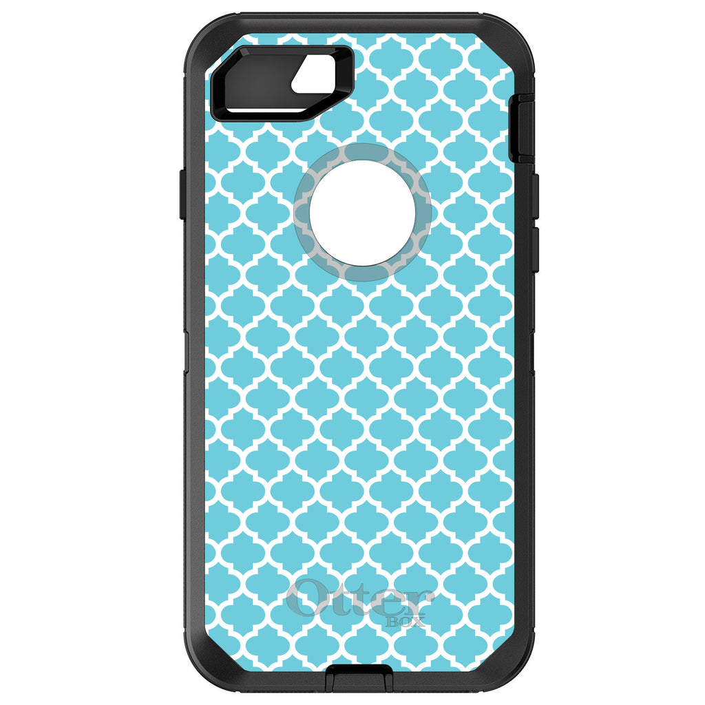 Light Blue White Moroccan Lattice OtterBox Defender Case for iPhone & Galaxy