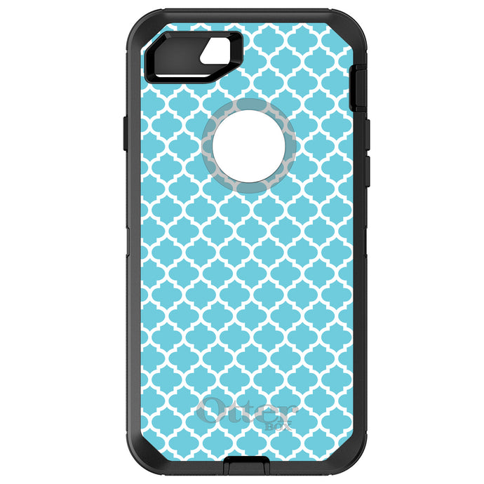 DistinctInk™ OtterBox Defender Series Case for Apple iPhone / Samsung Galaxy / Google Pixel - Light Blue White Moroccan Lattice
