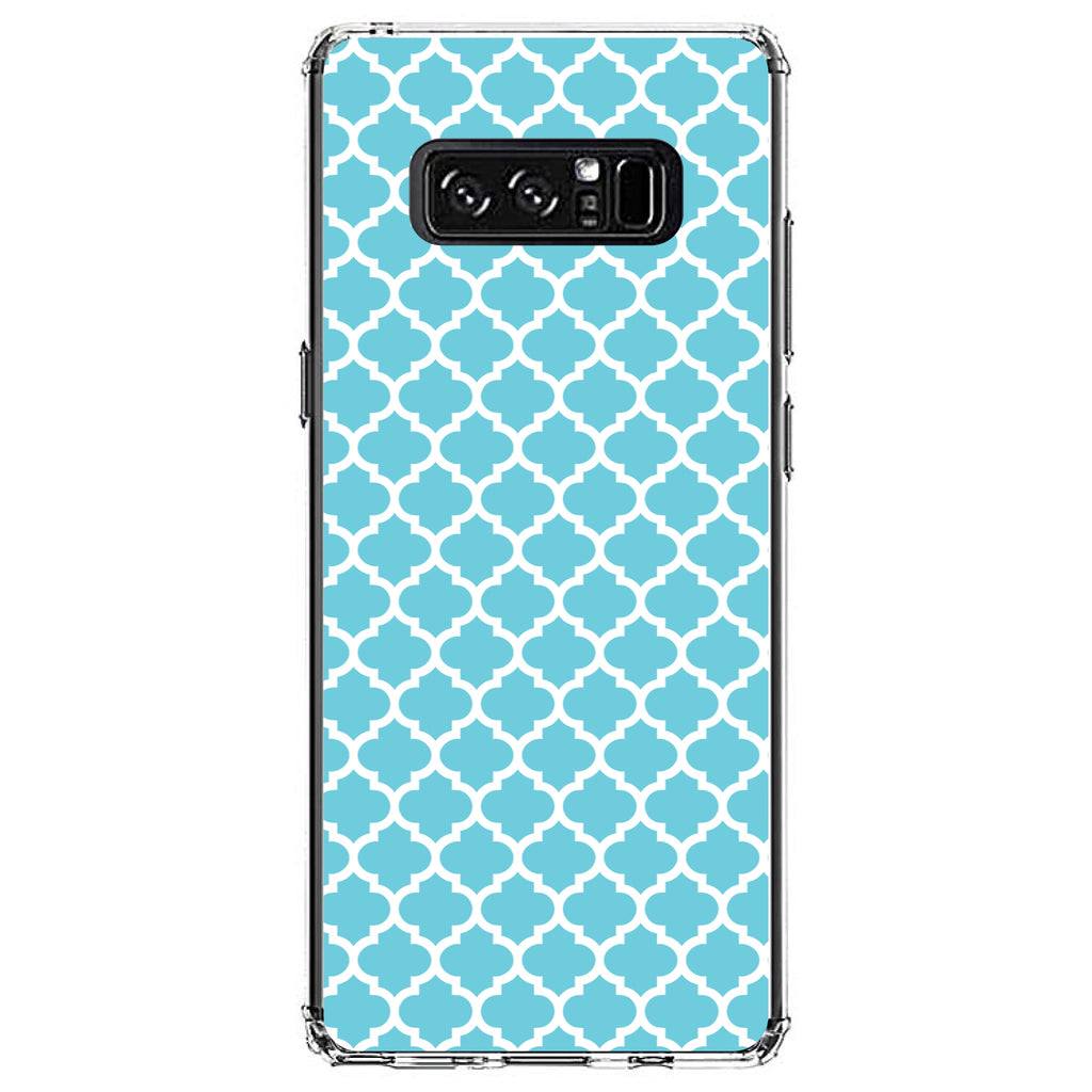 Light Blue White Moroccan Lattice Clear Shockproof iPhone Case, view 12
