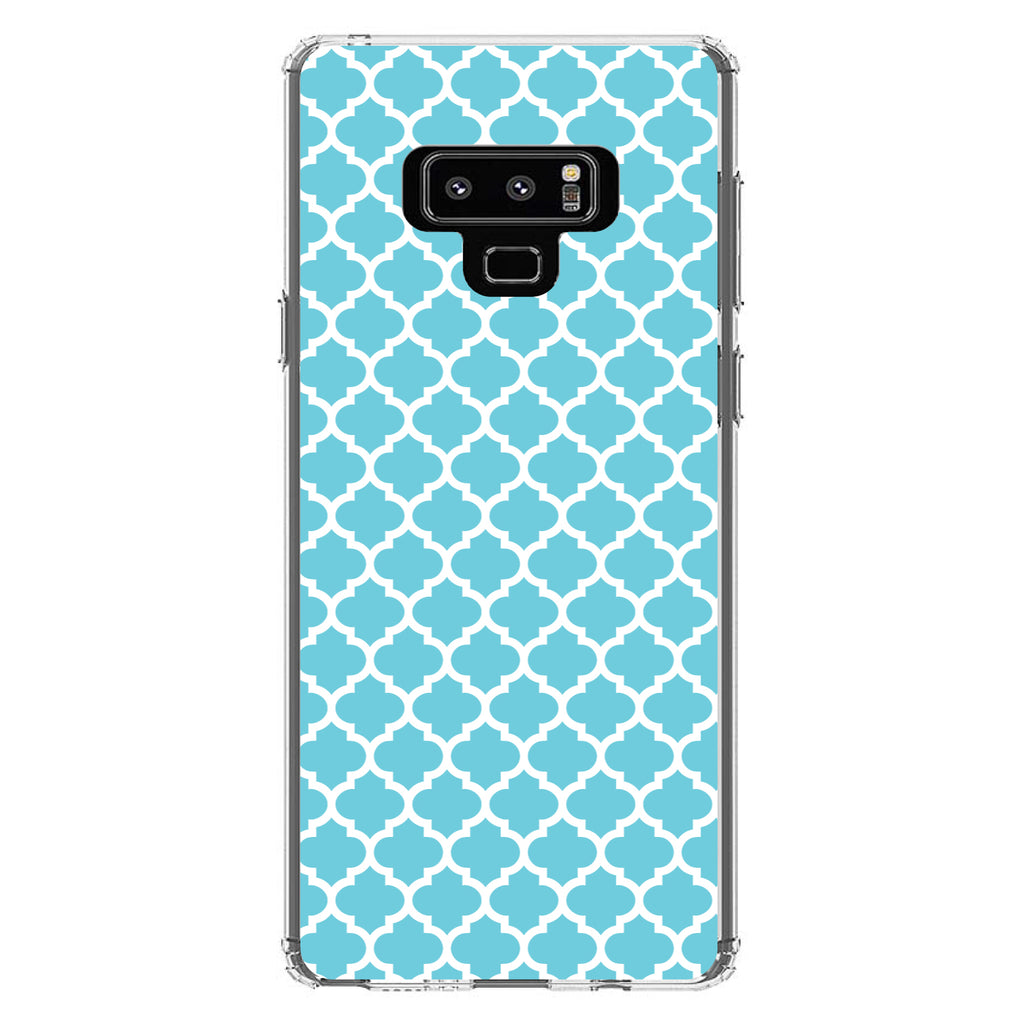 Light Blue White Moroccan Lattice Clear Shockproof iPhone Case, view 11