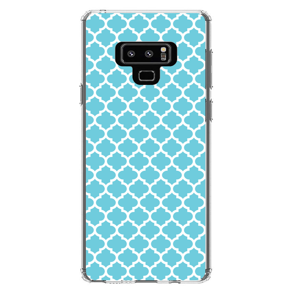 Light Blue White Moroccan Lattice Clear Shockproof iPhone Case, view 11