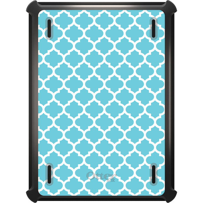 DistinctInk™ OtterBox Defender Series Case for Apple iPad / iPad Pro / iPad Air / iPad Mini - Light Blue White Moroccan Lattice