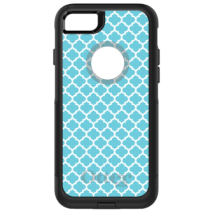 DistinctInk OtterBox Commuter Series Case for Apple iPhone or Samsung Galaxy - Light Blue White Moroccan Lattice