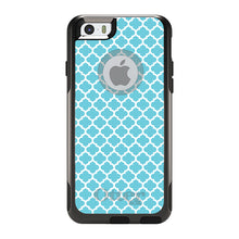 DistinctInk OtterBox Commuter Series Case for Apple iPhone or Samsung Galaxy - Light Blue White Moroccan Lattice