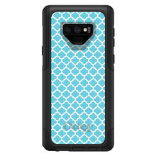 DistinctInk OtterBox Commuter Series Case for Apple iPhone or Samsung Galaxy - Light Blue White Moroccan Lattice