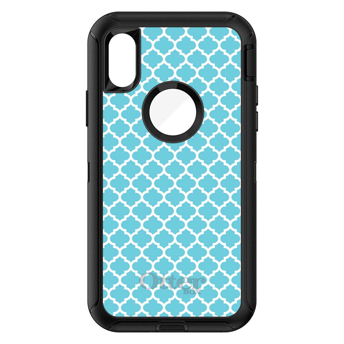 Light Blue White Moroccan Lattice OtterBox Defender Case for iPhone & Galaxy, view 3