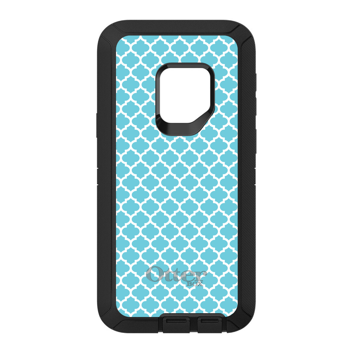 Light Blue White Moroccan Lattice OtterBox Defender Case for iPhone & Galaxy, view 11