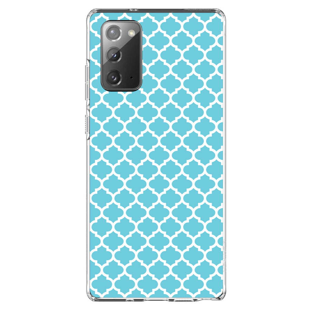 Light Blue White Moroccan Lattice Clear Shockproof iPhone Case, view 7